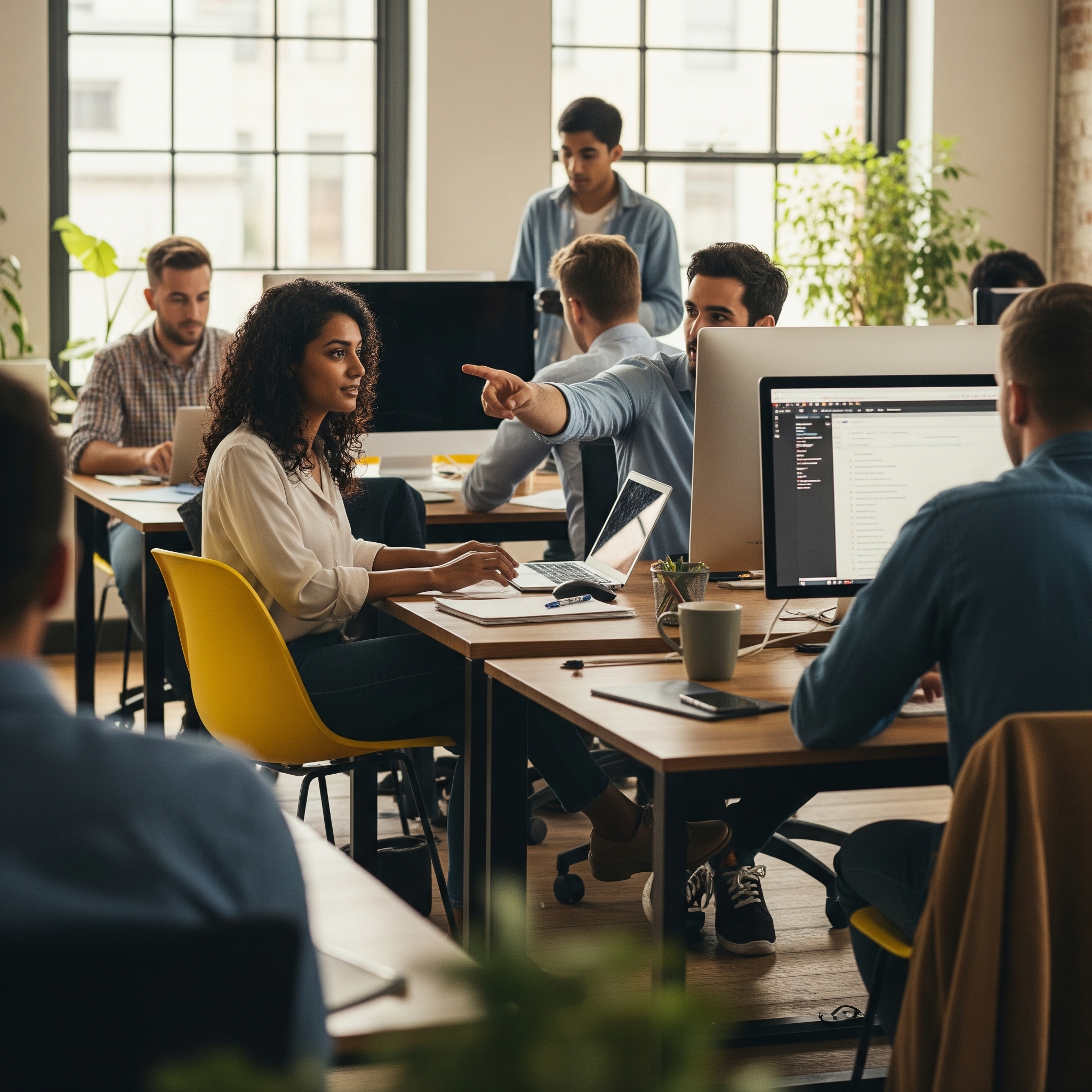 Team at Wajeeh collaborating in a modern office, reflecting a dynamic and growth-focused work culture.